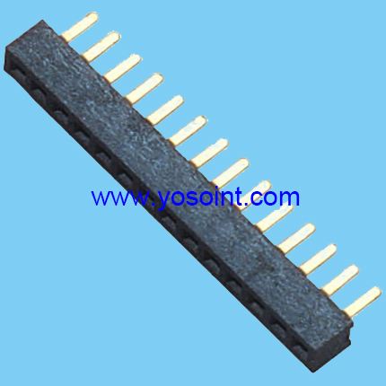 1.27mm female header H2.1 signle row straight solder DIP