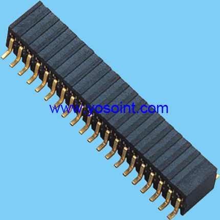 1.27mm female header H3.45mm double row SMT side entry