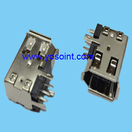 IEEE 1394 connector female 6P right angle side solder