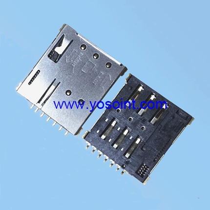 Nano SIM Card Connector Push 1.35H with post with CD Pin