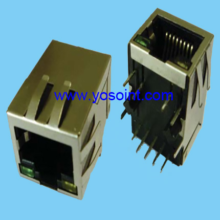 RJ45 connector 8P8C right angle 15.88x13.65x21.27 with LED and shiled